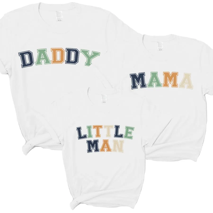 Mama & Little Man Multi Block Matching T-Shirts White