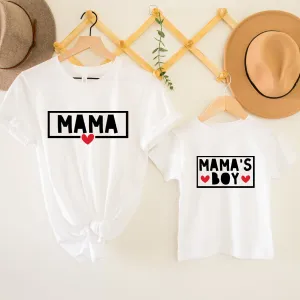 Mama & Mama's Boy Heart Valentines White T-Shirts breastfeeding tops cheap