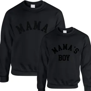 Mama & Mama's Boy Stealth Black/Black College Matching Sweatshirts discount mum dresses