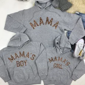 Mama & Mama's Girl & Boy Matching Leopard Heather Grey Hoodies (MRK X) nursing tops best deals