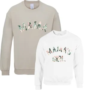 Mama & Mama's Girl Floral Matching Sand/White Sweatshirts breastfeeding tops cheap