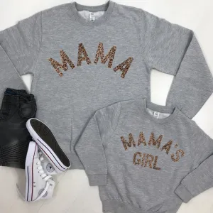 Mama & Mama's Girl Leopard Sweatshirts Heather Grey (MRK X) nursing tops best deals