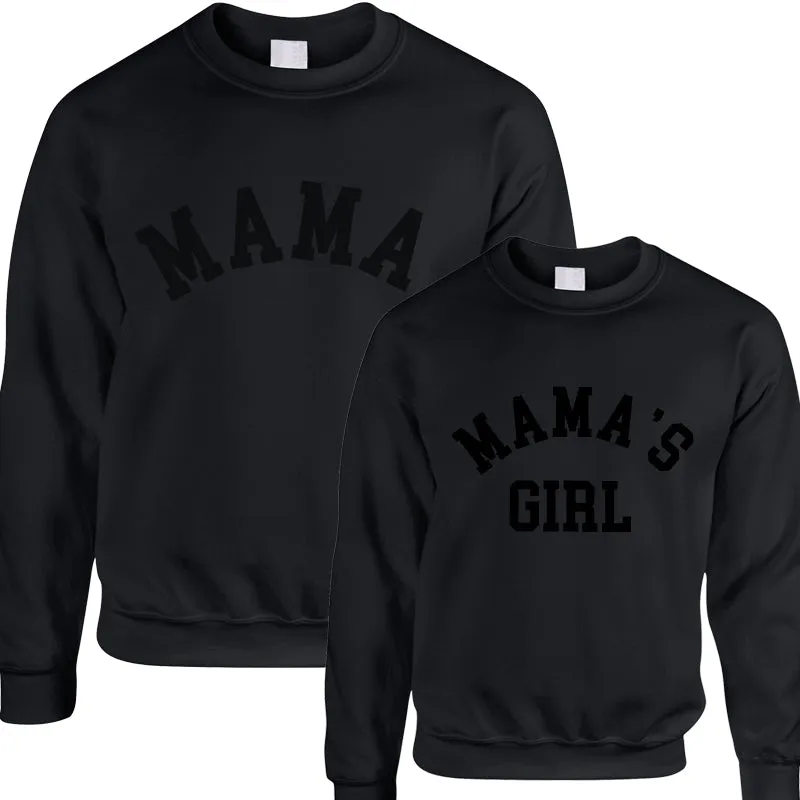 Mama & Mama's Girl Stealth Black/Black College Matching Sweatshirts nursing tops best deals