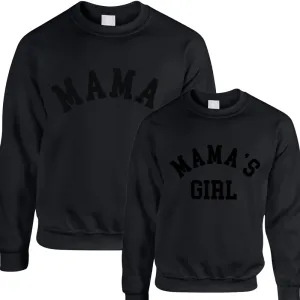Mama & Mama's Girl Stealth Black/Black College Matching Sweatshirts nursing tops best deals