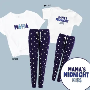 Mama & Mama's Midnight Kiss Matching Navy Star Pyjamas - White/Navy maternity wear outlet