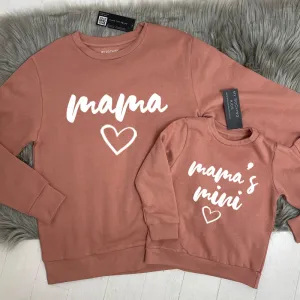 Mama & Mama's Mini Matching Dusty Pink Sweatshirts breastfeeding tops cheap