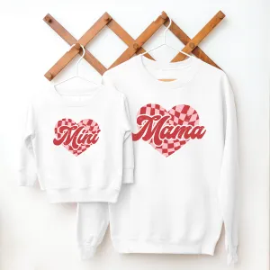 Mama & Mini Checkered Heart Matching Sweatshirts pregnancy clothes clearance