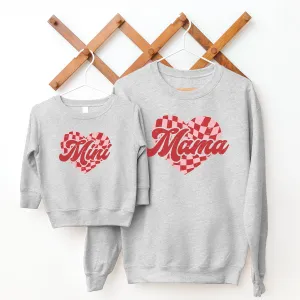 Mama & Mini Checkered Heart Matching Sweatshirts pregnancy clothes clearance
