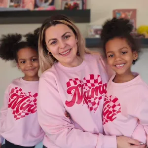 Mama & Mini Checkered Heart Matching Sweatshirts pregnancy clothes clearance