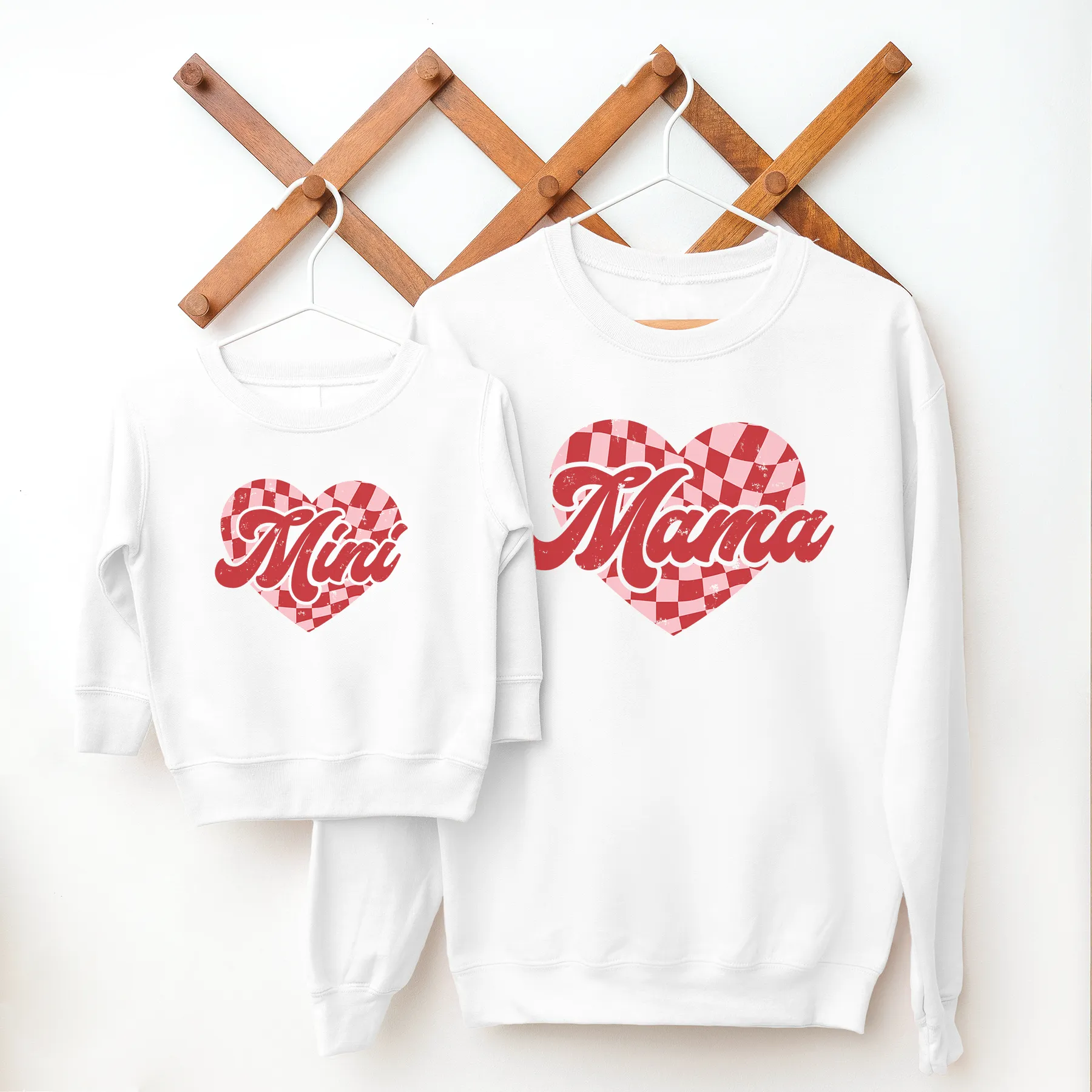 Mama & Mini Checkered Heart Matching Sweatshirts pregnancy clothes clearance