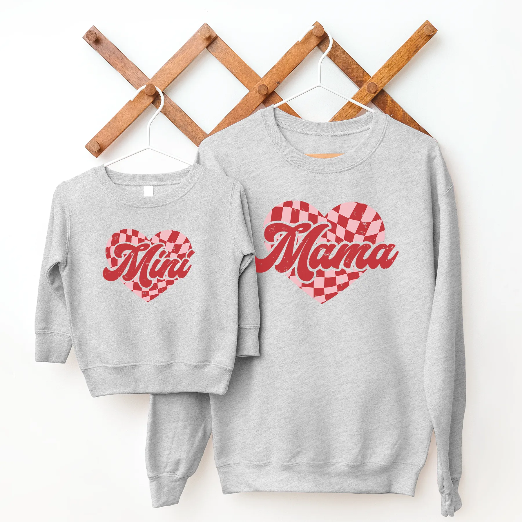 Mama & Mini Checkered Heart Matching Sweatshirts pregnancy clothes clearance