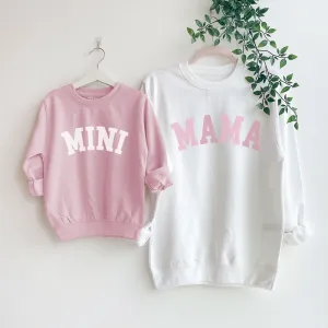 Mama & Mini College Matching White/Pink Sweatshirts discount girls tops