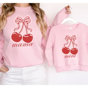 Mama & Mini Coquette Cherries Matching Sweatshirts Pink nursing tops best deals