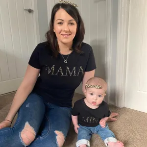 Mama & Mini Empire Leopard Black T-Shirts (MRK X) maternity leggings online