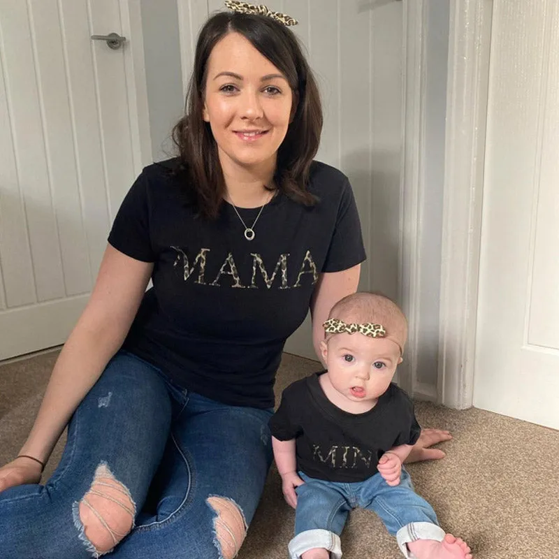 Mama & Mini Empire Leopard Black T-Shirts (MRK X) maternity leggings online
