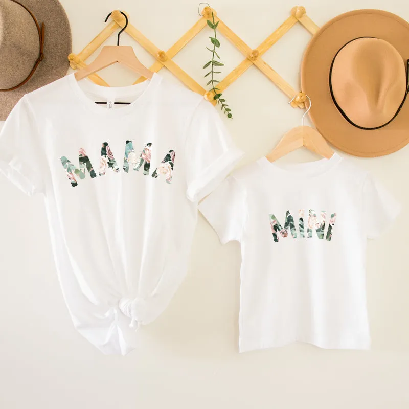 Mama & Mini Floral Matching White T-Shirts maternity leggings online