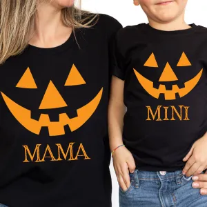 Mama & Mini Halloween Pumpkin Matching T-Shirts Black pregnancy clothes clearance