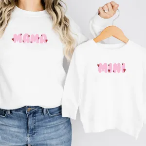 Mama & Mini Hearts Matching White Sweatshirts postpartum clothes sale