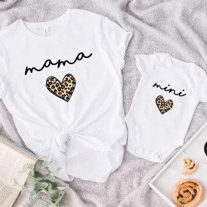 Mama & Mini Leopard Heart T-Shirt/Baby Vest White maternity dresses promo