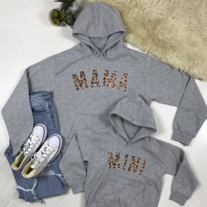 Mama & Mini Leopard Heather Grey Matching Hoodies (MRK X) breastfeeding tops cheap