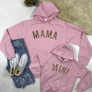 Mama & Mini Leopard Light Pink Matching Hoodies (MRK X) breastfeeding tops cheap