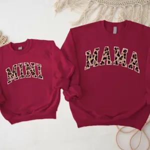 Mama & Mini Leopard Varsity Matching Sweatshirt breastfeeding tops cheap