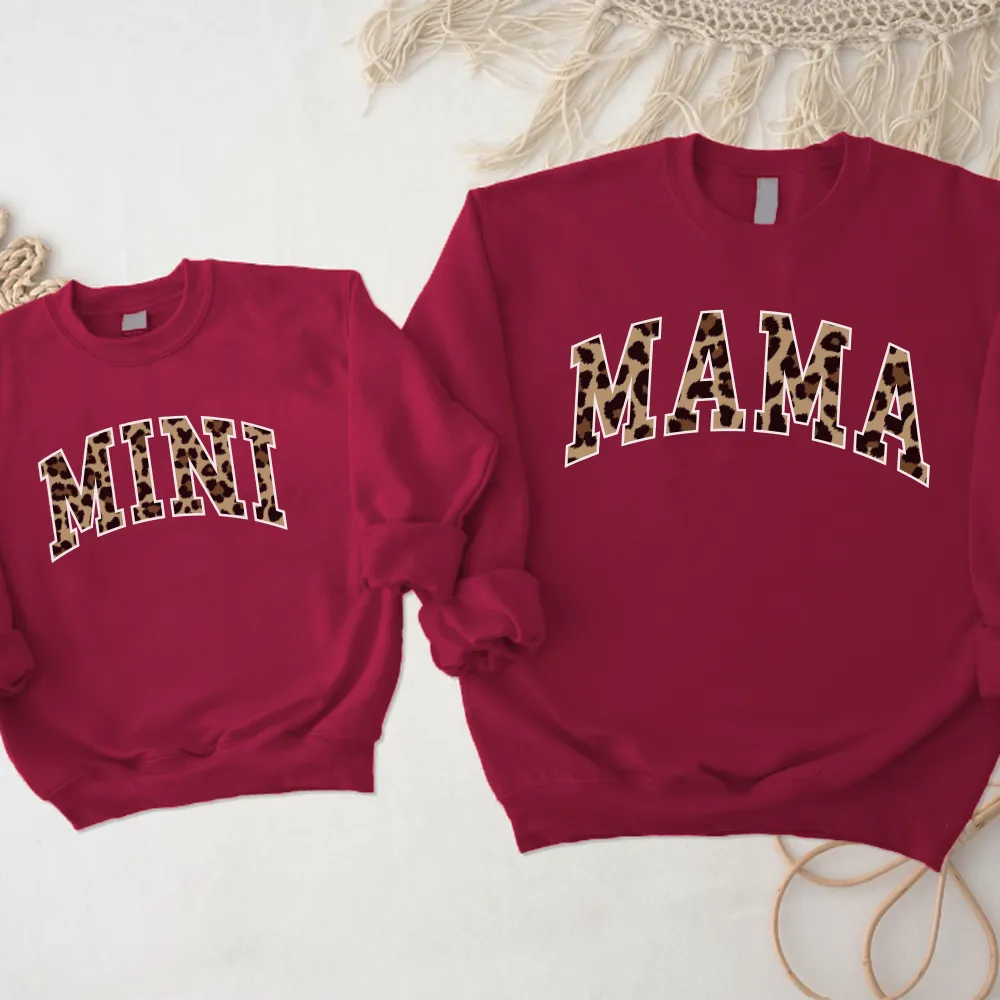 Mama & Mini Leopard Varsity Matching Sweatshirt discount mum dresses