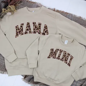 Mama & Mini Leopard Varsity Matching Sweatshirt nursing tops best deals