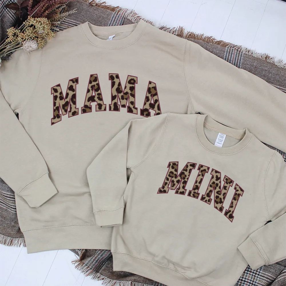 Mama & Mini Leopard Varsity Matching Sweatshirt nursing tops best deals