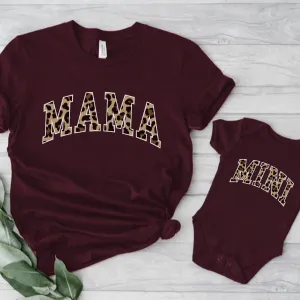 Mama & Mini Leopard Varsity Matching T-Shirt & Baby Vest breastfeeding tops cheap