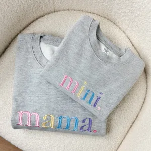 Mama & Mini Pastel Embroidered Heather Grey Sweatshirts breastfeeding tops cheap