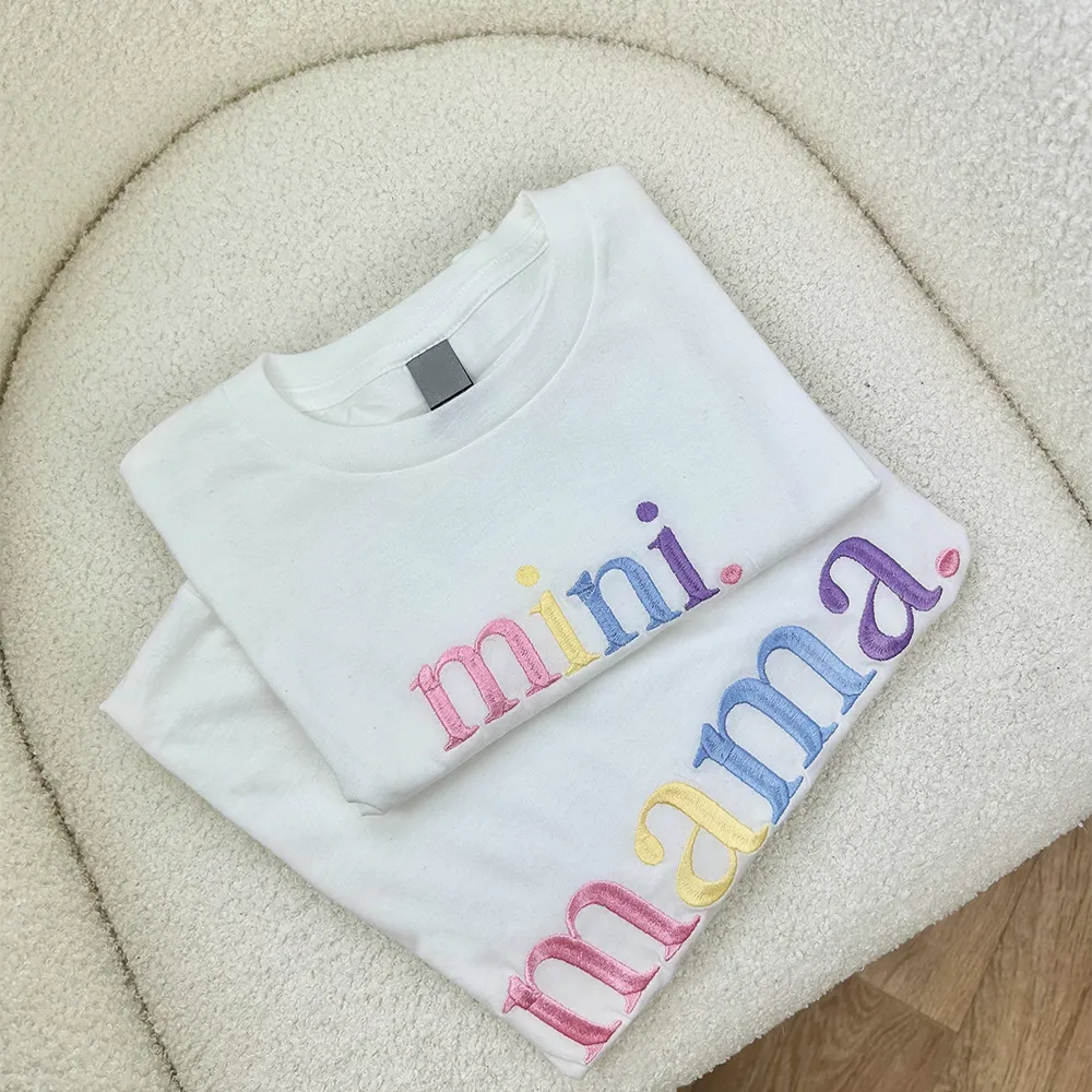 Mama & Mini Pastel Embroidered White T-shirts nursing tops best deals