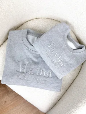 Mama & Mini Personalised Embroidered Grey Sweatshirts girls skirts clearance