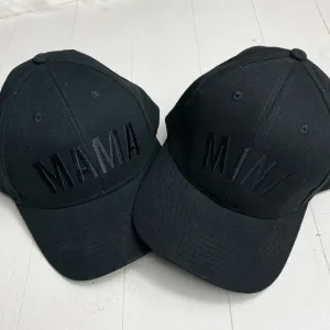 Mama & Mini Tonal Embroidered Caps Black/Black discount mum dresses