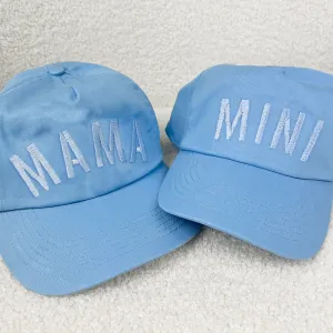 Mama & Mini Tonal Embroidered Caps Blue/Blue pregnancy clothes clearance