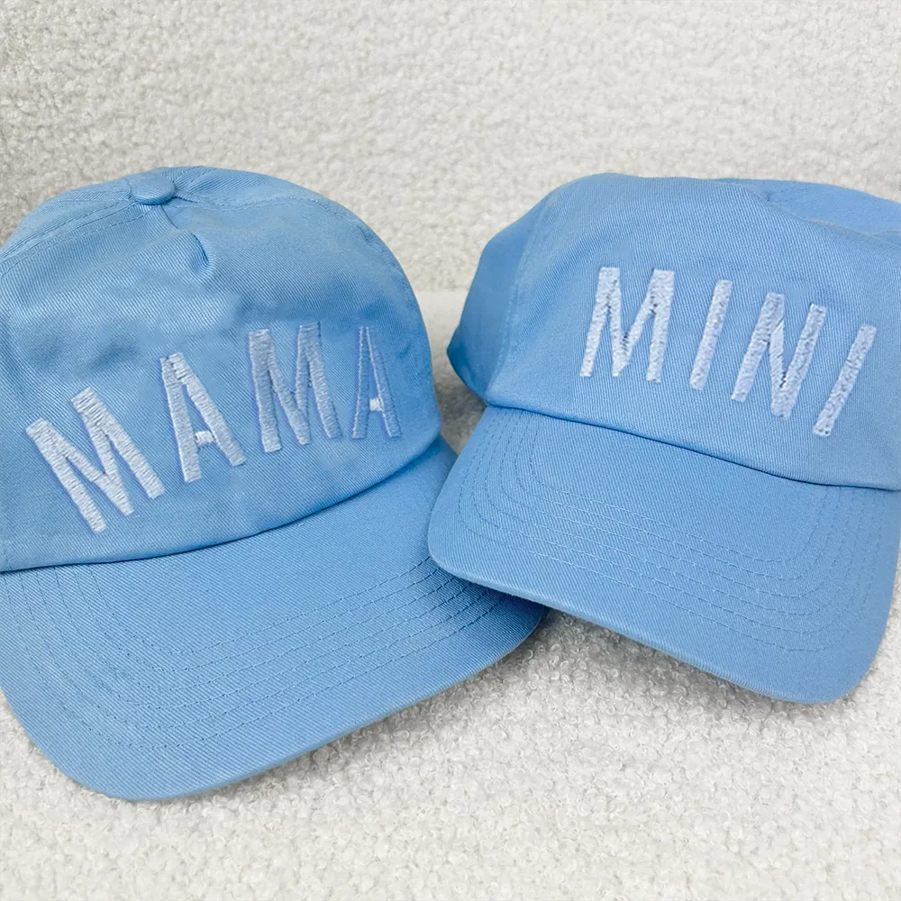 Mama & Mini Tonal Embroidered Caps Blue/Blue pregnancy clothes clearance