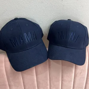 Mama & Mini Tonal Embroidered Caps Navy/Navy nursing tops best deals
