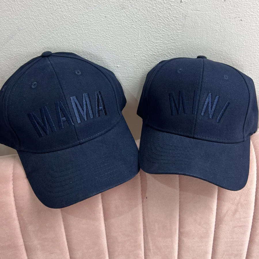 Mama & Mini Tonal Embroidered Caps Navy/Navy nursing tops best deals