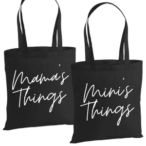 Mama & Mini's Things Matching Black Tote Bag Set (2 Pack) maternity wear outlet