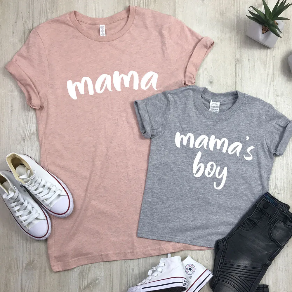 Mama and Mamas Boy Script Matching T-Shirts (MRK X) mum blouses clearance