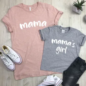 Mama and Mamas Girl Script Matching T-Shirts (MRK X) mum blouses clearance
