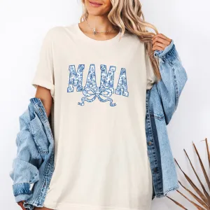 Mama Blue Floral Coquette Bow T-Shirt pregnancy jeans best price