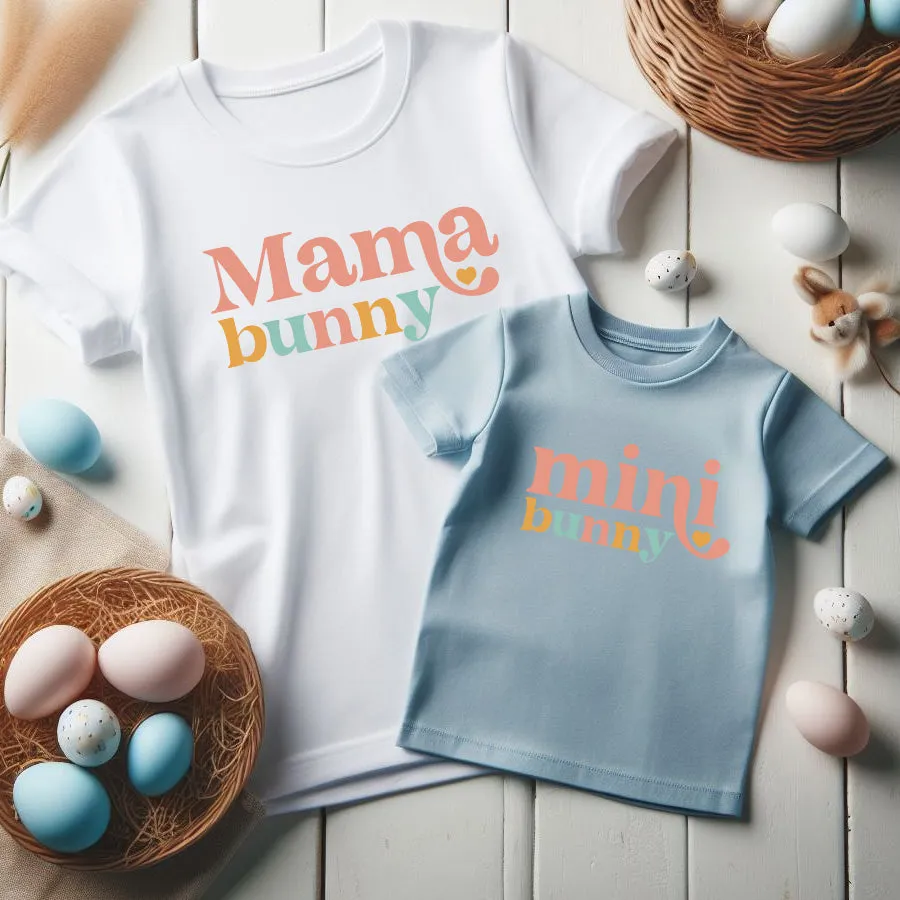 Mama Bunny/Mini Bunny Matching T-Shirts- White/Blue pregnancy clothes clearance