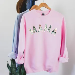 Mama Floral Print Sweatshirt mum jeans promo