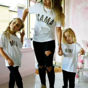 Mama, Midi & Mini Leopard Matching White T-Shirts discount mum dresses