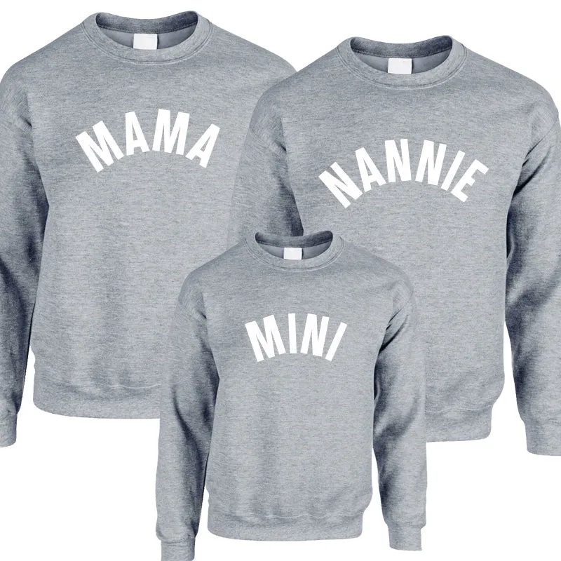 Mama, Nannie & Mini Basic Mum & Kid Matching Heather Grey Sweatshirts (MRK X) breastfeeding tops cheap