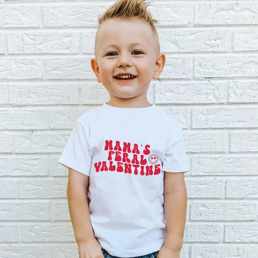 Mama's Feral Valentine Kids T-Shirt dad jeans best price