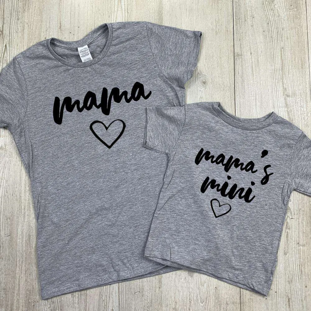 Mama/Mamas Mini Mum & Kid Matching Grey Tees (MRK X) baby bump outfits discount