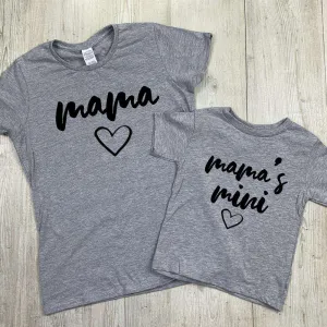 Mama/Mamas Mini Mum & Kid Matching Grey Tees (MRK X) baby bump outfits discount