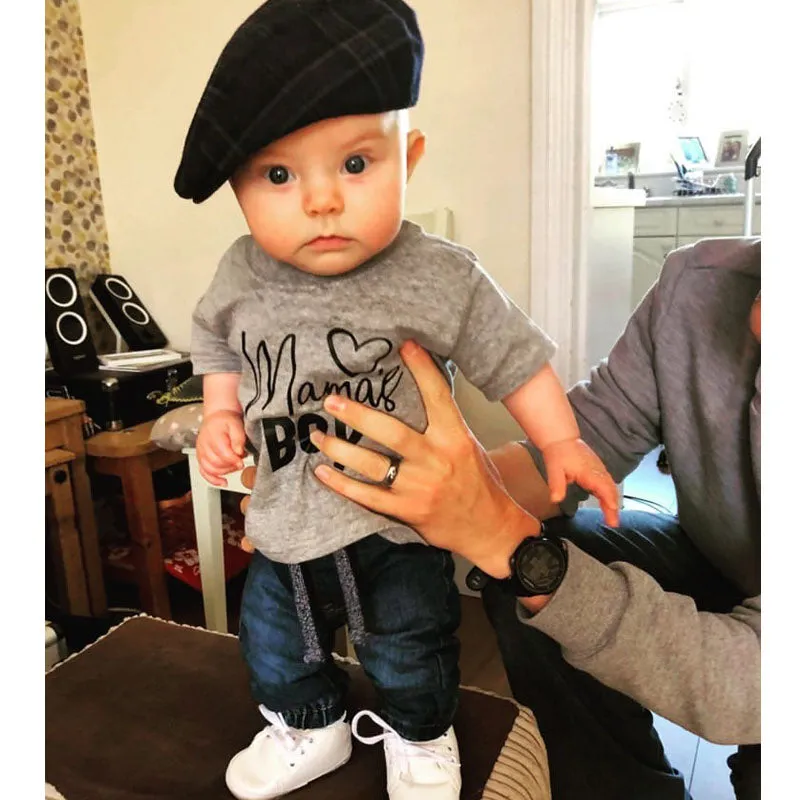 Mama's Boy Large Logo Kid T-Shirt (MRK X) mum blouses clearance